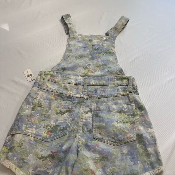 Anthropologie Pilcro Cut-Off Short Overalls Shortalls Floral Watercolor 26 NWT - Picture 7 of 7